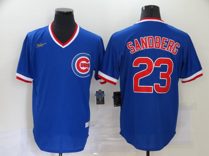 Chicago Cubs #23 Ryne Sandberg Blue Throwback Cool Base Stitched Jersey - Zenithce