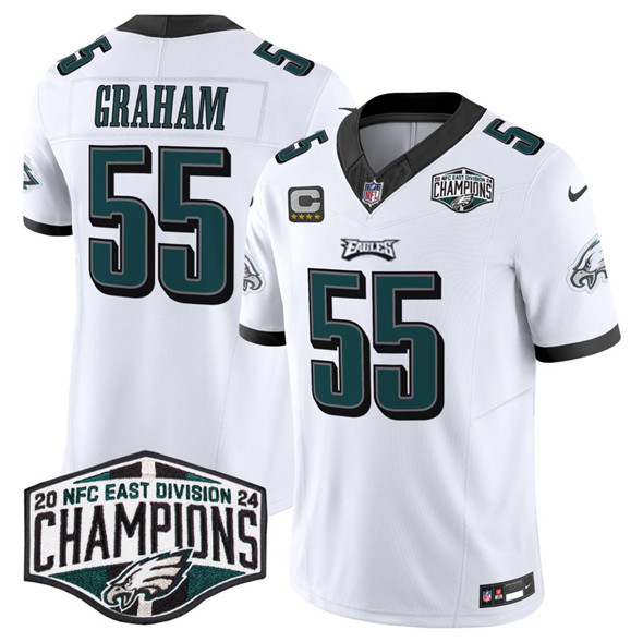 Philadelphia Eagles #55 Brandon Graham White 2024 NFC East Champions With 4-Star C Patch F.U.S.E. Vapor Untouchable Limited Stitched Jersey - Zenithce
