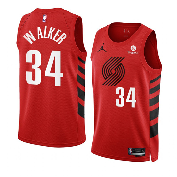 Portland Trail Blazers #34 Jabari Walker 2022-23 Red Statement Edition Swingman Stitched Jersey - Zenithce