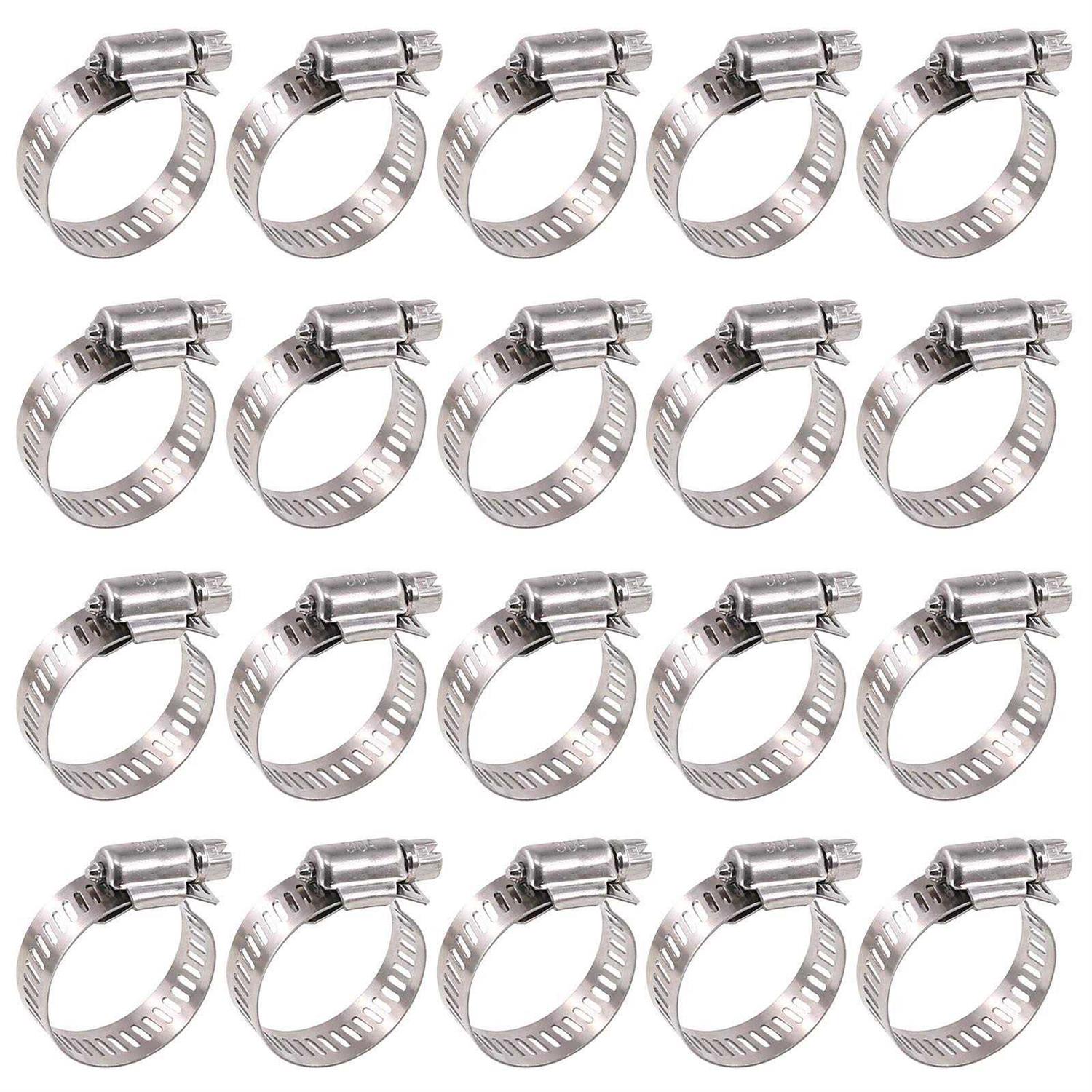 Glarks 20Pcs 304 Stainless Steel Adjustable Range Worm Gear Hose Clamps Assortment Kit - Zenithce