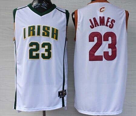 Cleveland Cavaliers&The Fighting Irish #23 LeBron James Revolution 30 Swingman White Jersey - Zenithce