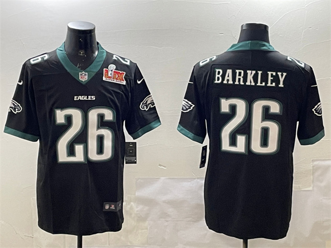 Philadelphia Eagles #26 Saquon Barkley Black 2025 Super Bowl LIX Patch New Vapor Untouchable Limited Stitched Jersey - Zenithce