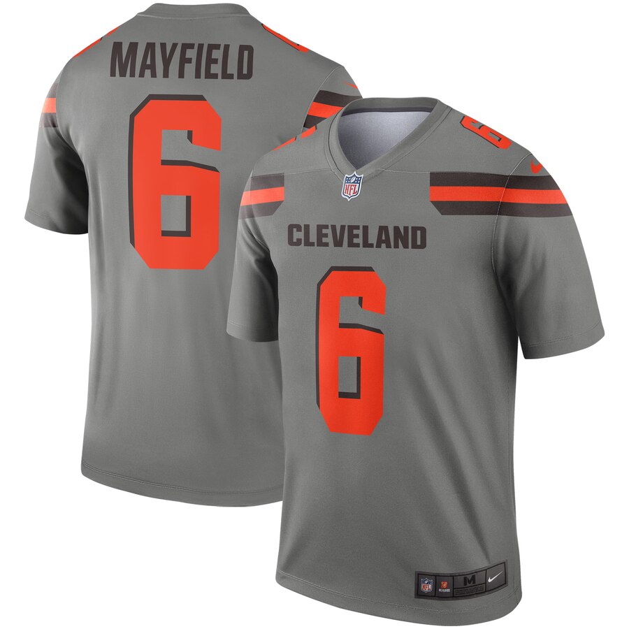 Cleveland Browns Baker Mayfield Gray Inverted Legend Jersey - Zenithce