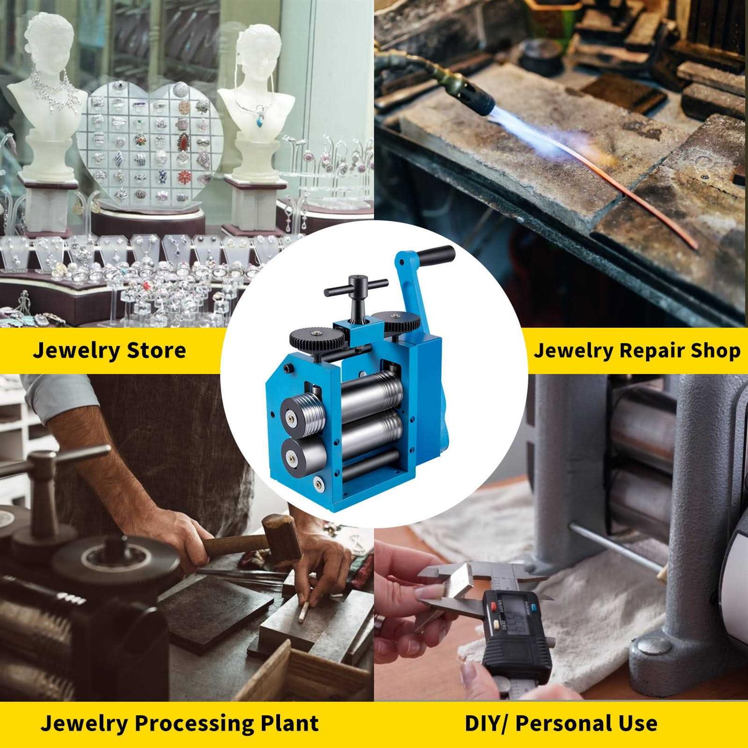 VEVOR Rolling Mills 3/76mm Jewelry Rolling Mill Machine Gear Ratio 1:2.5 Wire Roller Mill 0.1-7mm Press Thickness Manual Combination Rolling Mill SDYJ75MM3GQ2G72AHV0 - Zenithce