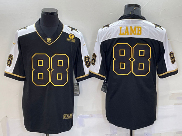Dallas Cowboys #88 CeeDee Lamb Black Gold Thanksgiving With Patch Stitched Jersey - Zenithce