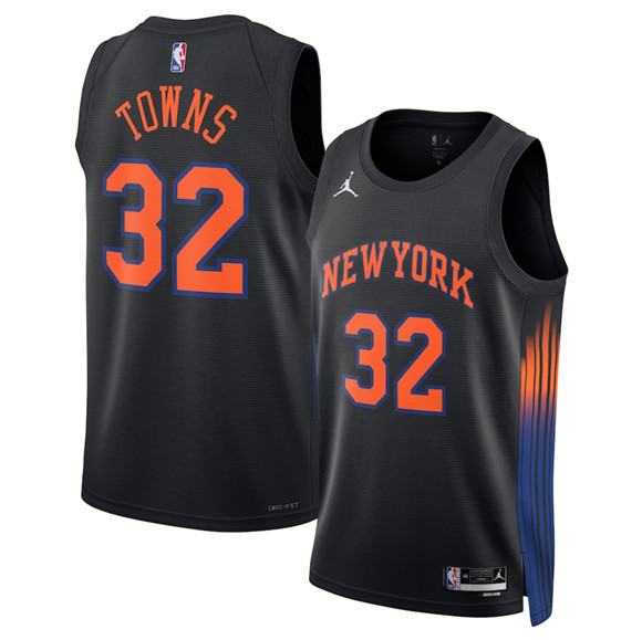 New York Knicks #32 Karl-Anthony Towns Black 2025 Statement Edition Stitched Jersey - Zenithce