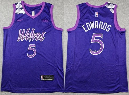 Minnesota Timberwolves #5 Anthony Edwards Purple Sponsor Swingman Jersey - Zenithce