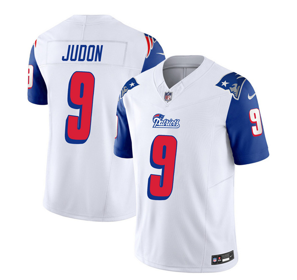 New England Patriots #9 Matthew Judon White Blue 2023 F.U.S.E. Vapor Limited Stitched Jersey - Zenithce