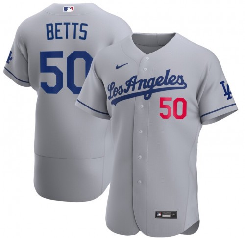 Los Angeles Dodgers Grey #50 Mookie Betts Flex Base Stitched Jersey - Zenithce