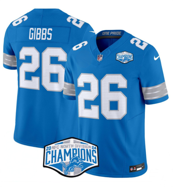 Detroit Lions #26 Jahmyr Gibbs Blue 2024 NFC North Champions F.U.S.E. Vapor Limited Stitched Jersey - Zenithce