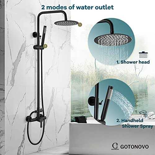 gotonovo Antique Brass Bathroom Shower Faucet Set Brushed Gold Shower Fixture 8 Inch Rainfall Shower Head Handheld Shower Cross Handle - Zenithce