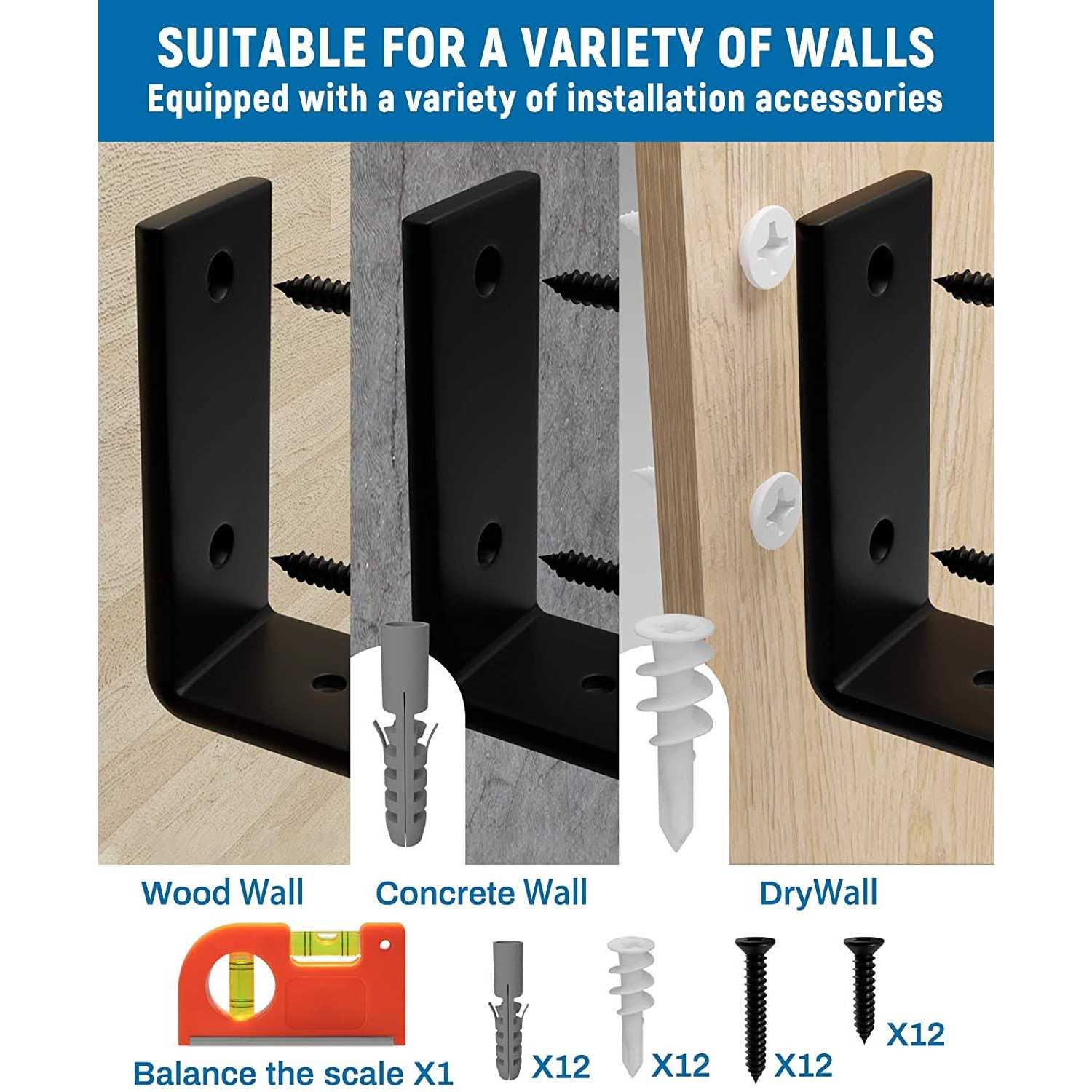 LEOPO 12 inch Shelf Bracket for DIY Floating Shelf - Zenithce