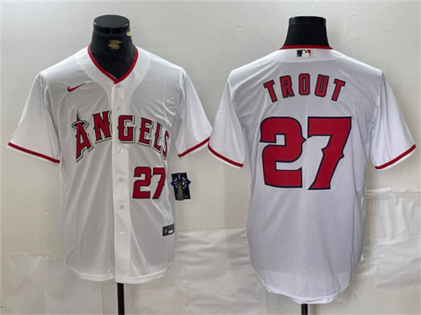 Los Angeles Angels #27 Mike Trout White Stitched Jersey - Zenithce