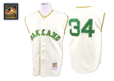 Mitchell And Ness Athletics #34 Rollie Fingers Stitched White Throwback Jersey - Zenithce
