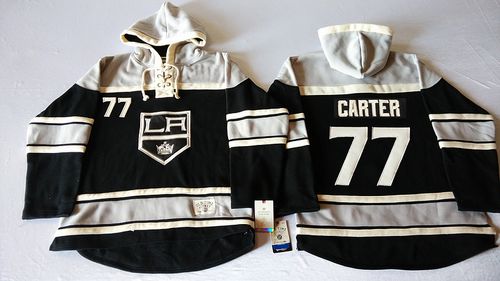 Kings #77 Jeff Carter Black Sawyer Hooded Sweatshirt Stitched Jersey - Zenithce
