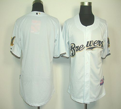Brewers Blank White Cool Base Stitched Jersey - Zenithce