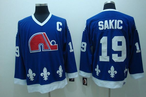 Nordiques #19 Joe Sakic Stitched CCM Throwback Blue Jersey - Zenithce