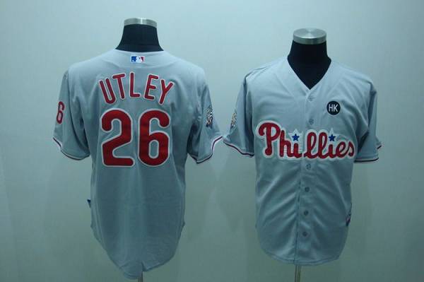 Phillies #26 Chase Utley Stitched Grey Jersey - Zenithce