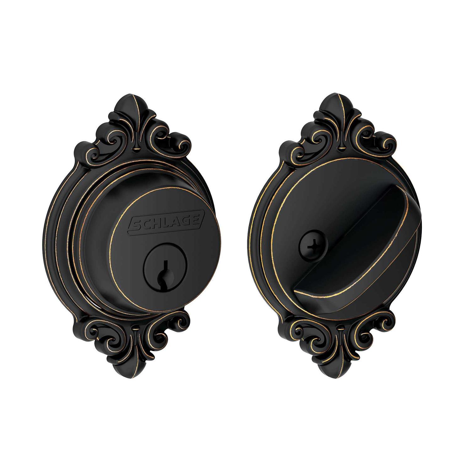 Single Cylinder Deadbolt Schlage Aged Bronze - Zenithce