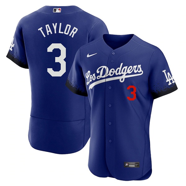 Los Angeles Dodgers #3 Chris Taylor 2021 Royal City Connect Flex Base Stitched Baseball Jersey - Zenithce