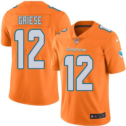 Dolphins #12 Bob Griese Orange Stitched Limited Rush Nike Jersey - Zenithce