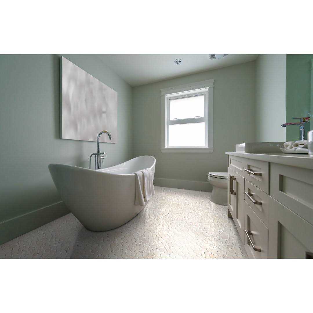 Tile Connection Fit Tile White 11 in. x 11 in. x 9.5 mm Indonesian Marble Mesh-Mounted Mosaic - Zenithce