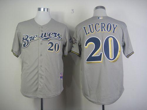 Brewers #20 Jonathan Lucroy Grey Cool Base Stitched Jersey - Zenithce