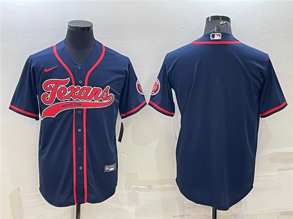 Houston Texans Blank Navy With Patch Cool Base Stitched Baseball Jersey - Zenithce
