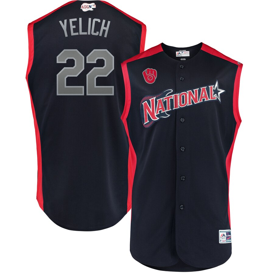 National League #22 Christian Yelich Navy 2019 All-Star Game Workout Stitched Jersey - Zenithce