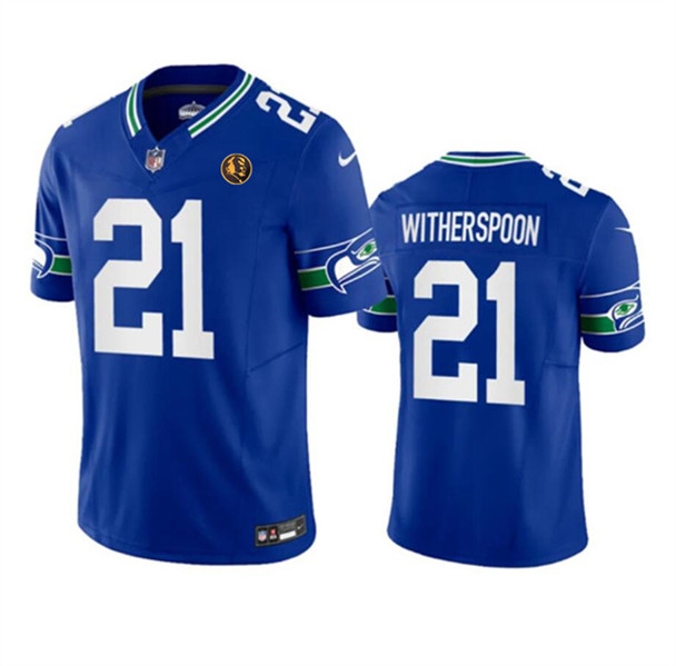 Seattle Seahawks #21 Devon Witherspoon Royal 2023 F.U.S.E. Throwback With John Madden Patch Vapor Limited Stitched Jersey - Zenithce