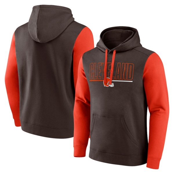 Cleveland Browns Brown Orange Outline Pullover Hoodie - Zenithce