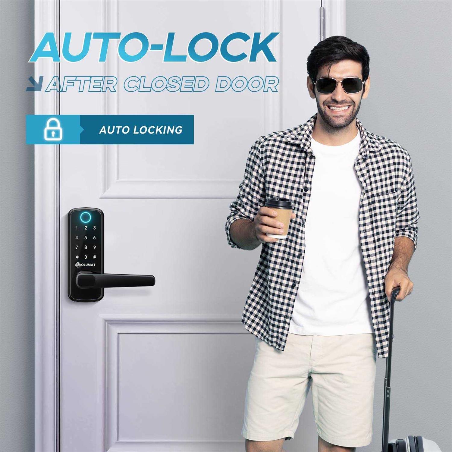 OLUMAT smart door lock OLUMAT keyless entry door lock fingerprint door lock with keypad digital door lock with handle for home - Zenithce