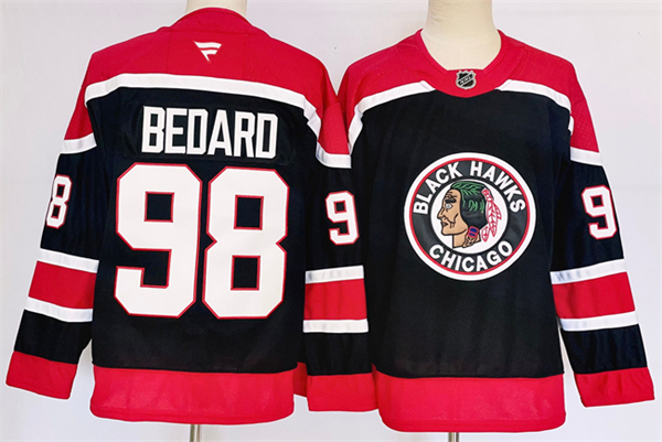 Chicago Blackhawks #98 Connor Bedard Black 2024-25 Stitched Jersey - Zenithce