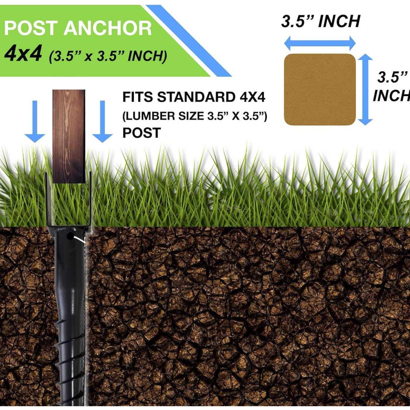 United Premium No Dig Ground Anchor U-Model Screw in Post Stake - Zenithce