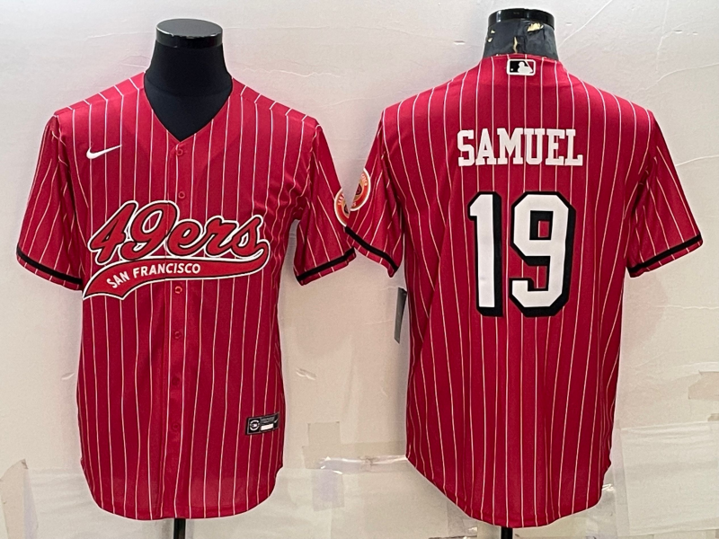 San Francisco 49ers #19 Deebo Samuel Red With Patch Cool Base Stitched Baseball Jersey - Zenithce