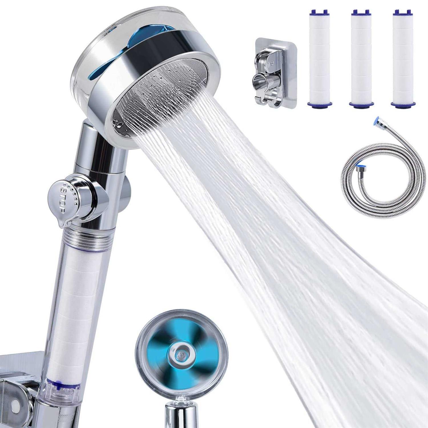 Handheld Showerhead Solid Copper Round Bar Bathroom hand-held Shower head High pressure Shower heads Sprayer - Zenithce