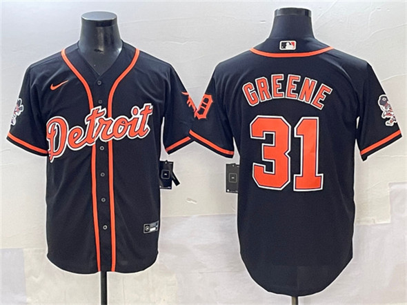 Detroit Tigers #31 Riley Greene Black With Patch Cool Base Stitched Jersey - Zenithce