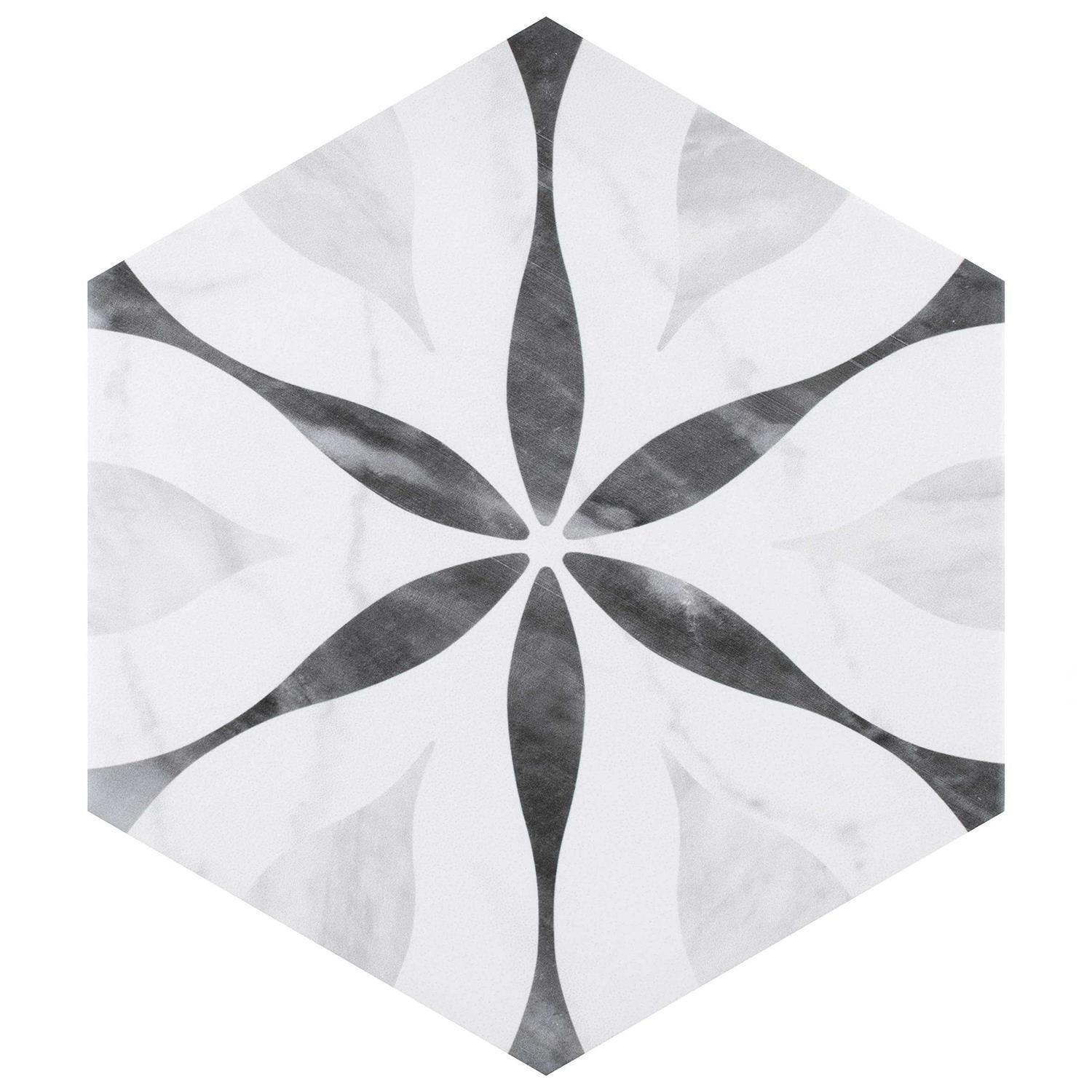 Merola Tile Classico Bardiglio Hex Dahlia 7 x 8 Porcelain Floor and Wall Tile - Zenithce