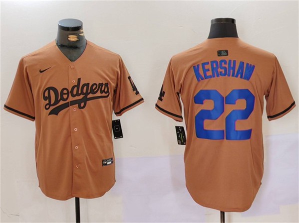 Los Angeles Dodgers #22 Clayton Kershaw Brown Cool Base Stitched Jersey - Zenithce