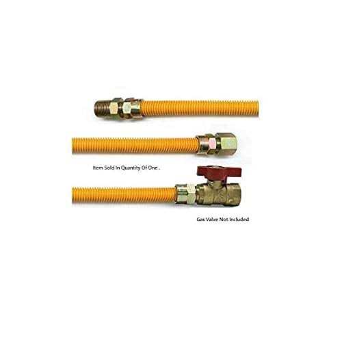 EZ-Fluid Stainless Steel Corrugated Yellow Epoxy Coated 1/2 MIP x 1/2 FIP Gas Flex,Flexible Natural Gas Connector Hose Supply Line For Gas - Zenithce