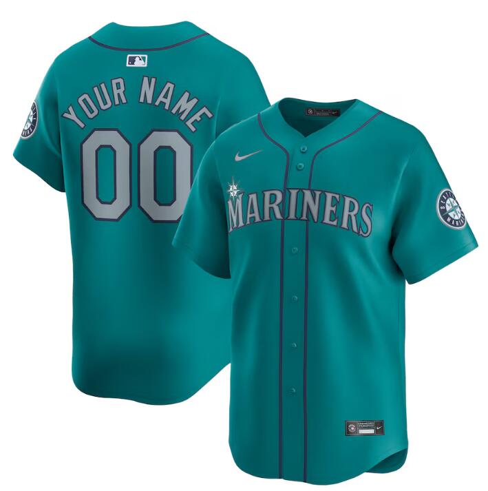 Seattle Mariners Custom Aqua Alternate Limited Stitched Jersey - Zenithce