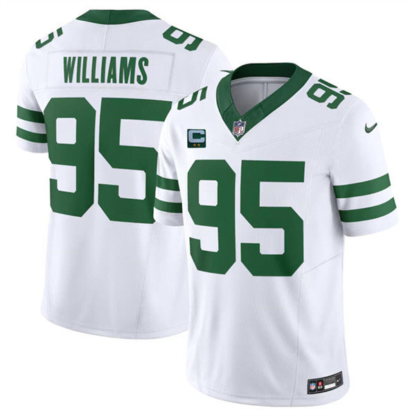 New York Jets #95 Quinnen Williams White 2024 F.U.S.E. With 2-Star C Patch Vapor Limited Throwback Stitched Jersey - Zenithce