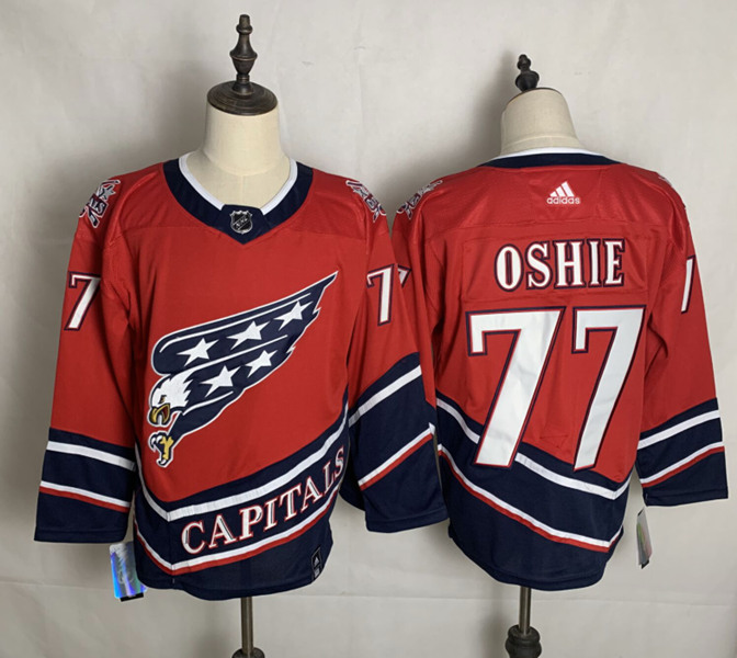 Washington Capitals #77 T.J. Oshie 2021 Red Reverse Retro Stitched Jersey - Zenithce