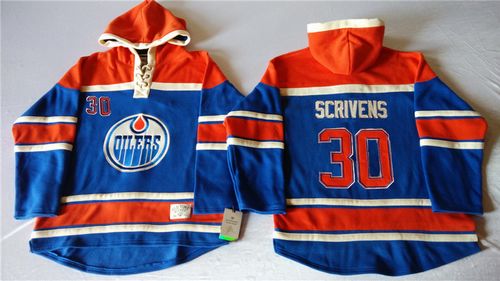 Oilers #30 Ben Scrivens Light Blue Sawyer Hooded Sweatshirt Stitched Jersey - Zenithce