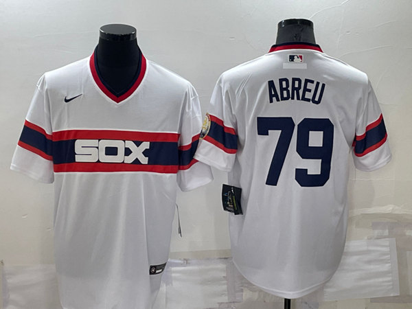 Chicago White Sox #79 Jose Abreu White Throwback Cool Base Stitched Jersey - Zenithce