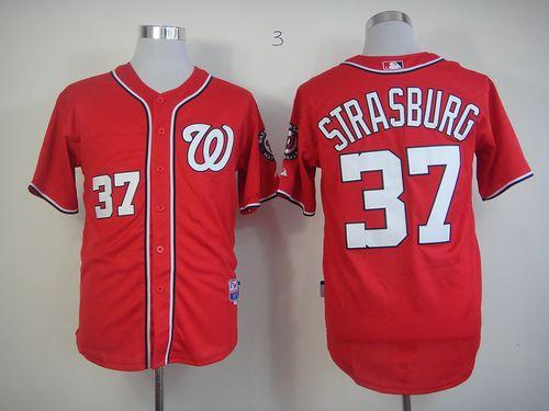 Nationals #37 Stephen Strasburg Stitched Red Jersey - Zenithce