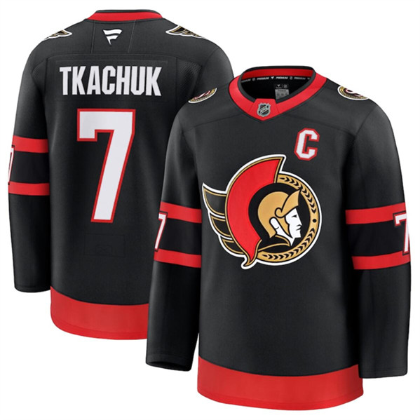 Ottawa Senators #7 Brady Tkachuk Black 2024-25 With C Patch Home Stitched Jersey - Zenithce