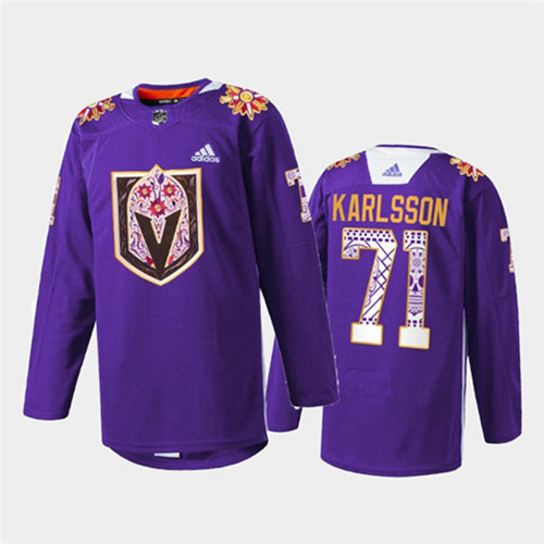 Vegas Golden Knights #71 William Karlsson Purple Hispanic Heritage Warmup Stitched Jersey - Zenithce