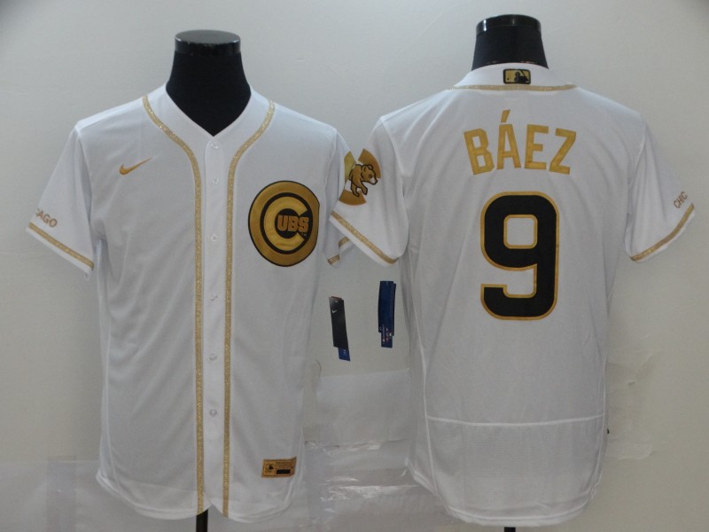 Chicago Cubs #9 Javier Baez White Golden Flex Base Stitched Jersey - Zenithce