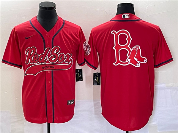 Boston Red Sox Red Team Big Logo With Patch Cool Base Stitched Jersey - Zenithce